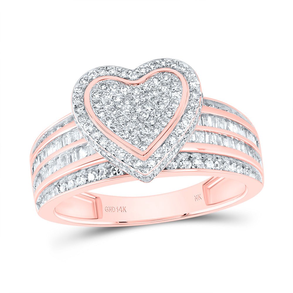 14K Rose Gold Diamond Fashion Heart Ring 7/8 Cttw - Splendid Jewellery