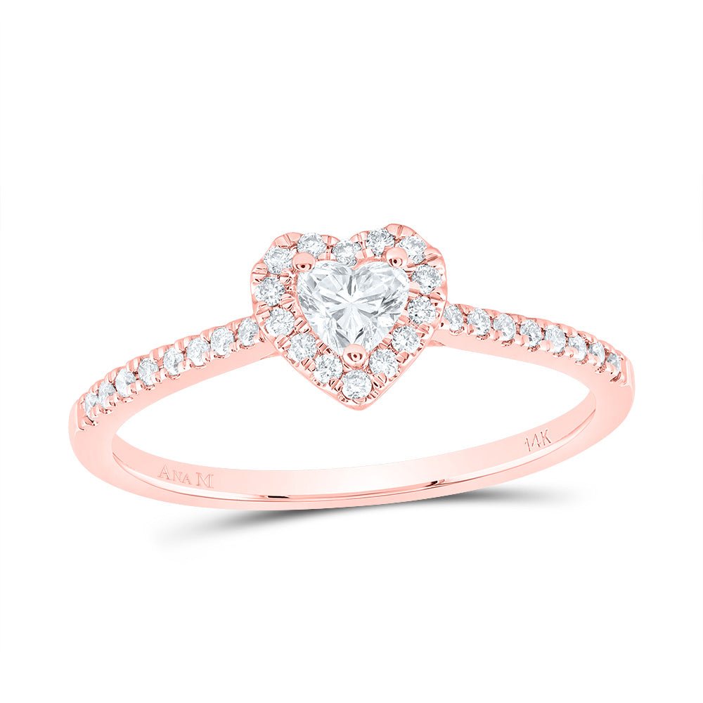 14K Rose Gold Diamond Fashion Promise Heart Ring 1/3 Cttw - Splendid Jewellery