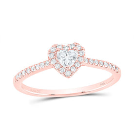 14K Rose Gold Diamond Fashion Promise Heart Ring 1/3 Cttw - Splendid Jewellery