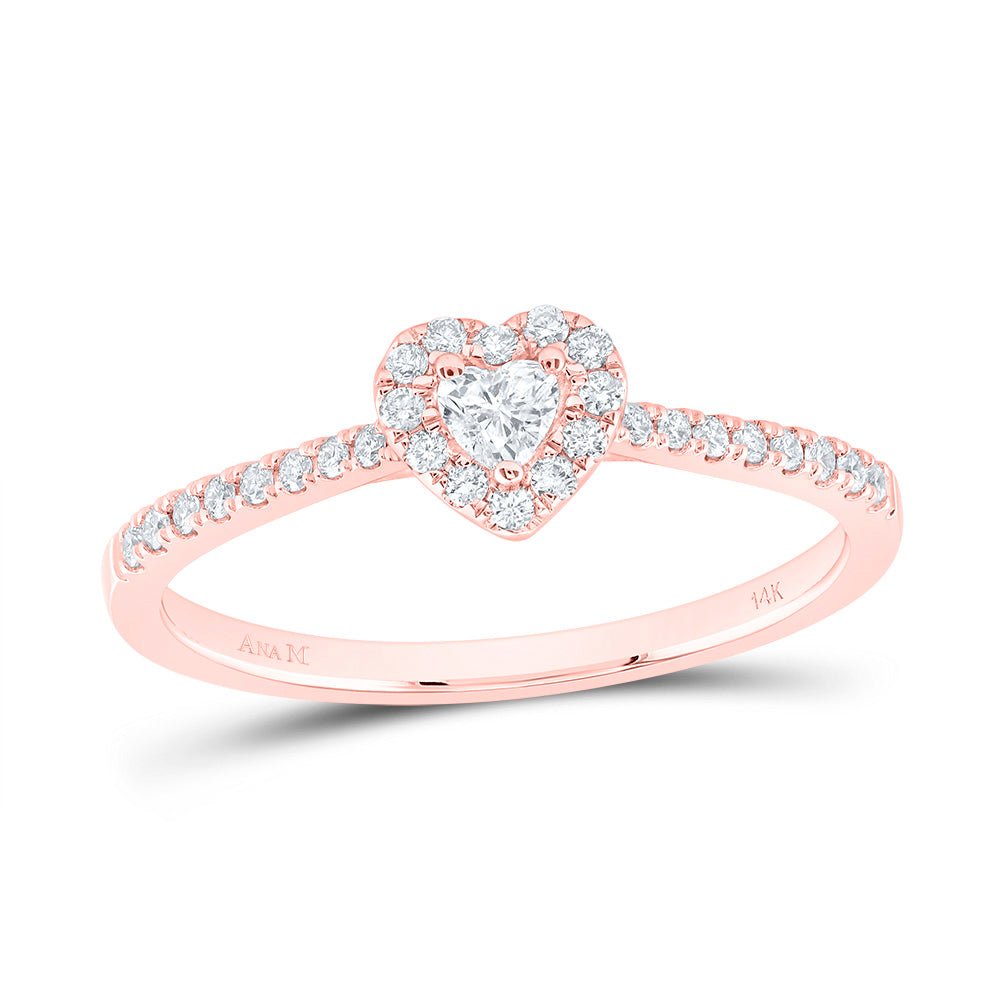 14K Rose Gold Diamond Fashion Promise Heart Ring 1/4 Cttw - Splendid Jewellery