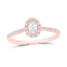 14K Rose Gold Diamond Fashion Promise Oval Ring 1/3 Cttw - Splendid Jewellery