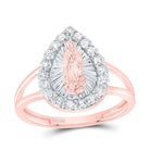 14K Rose Gold Diamond Fashion Virgin Mother Mary Pear Women's Ring 1/2 Cttw - Splendid Jewellery