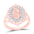 14K Rose Gold Diamond Fashion Virgin Mother Mary Women's Ring 3/8 Cttw - Splendid Jewellery