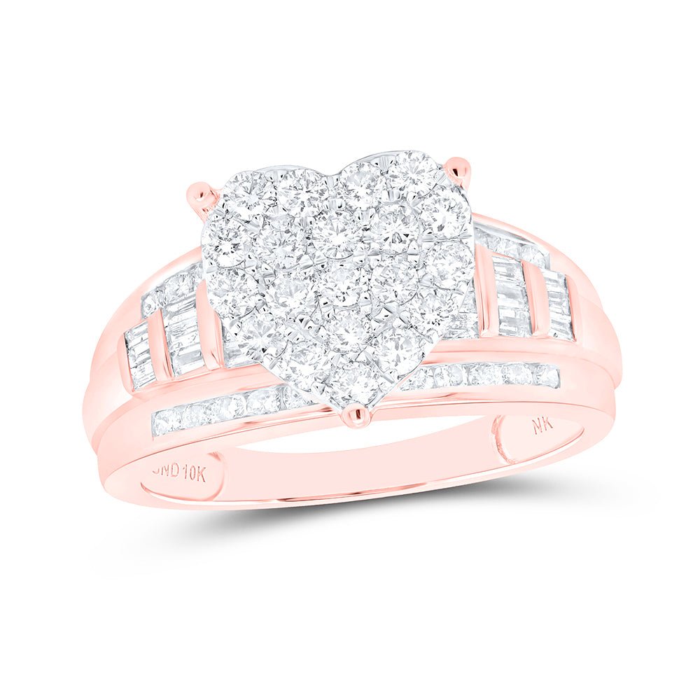 14K Rose Gold Diamond Heart Bridal Wedding Engagement Ring 1 Cttw - Splendid Jewellery