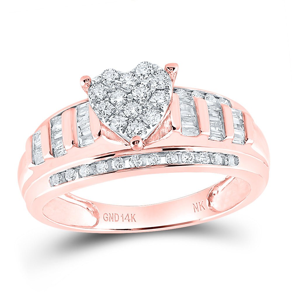 14K Rose Gold Diamond Heart Bridal Wedding Engagement Ring 1/2 Cttw - Splendid Jewellery