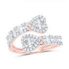 14K Rose Gold Diamond Heart Cuff Women's Ring 5/8 Cttw - Splendid Jewellery