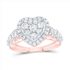 14K Rose Gold Diamond Heart Single Halo Engaement Ring 1 1/3 Cttw - Splendid Jewellery