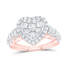 Load image into Gallery viewer, 14K Rose Gold Diamond Heart Single Halo Engaement Ring 1 1/3 Cttw - Splendid Jewellery