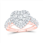 14K Rose Gold Diamond Heart Single Halo Engaement Ring 1 1/3 Cttw - Splendid Jewellery