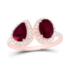 14K Rose Gold Diamond Oval Ruby Gemstone Ring 3/8 Cttw - Splendid Jewellery