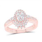 14K Rose Gold Diamond Oval Single Halo Bridal Set 1/2 Cttw - Splendid Jewellery