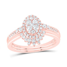 Load image into Gallery viewer, 14K Rose Gold Diamond Oval Single Halo Bridal Set 1/2 Cttw - Splendid Jewellery