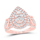 14K Rose Gold Diamond Pear Double Halo Bridal Set 1 Cttw - Splendid Jewellery