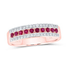 14K Rose Gold Diamond Ruby Gemstone Band 1/4 Cttw - Splendid Jewellery