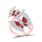 14K Rose Gold Diamond Ruby Gemstone Butterfly Ring 3/4 Cttw - Splendid Jewellery
