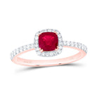 14K Rose Gold Diamond Ruby Gemstone Cushion Ring 1/4 Cttw - Splendid Jewellery