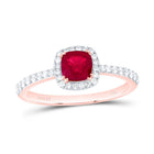 14K Rose Gold Diamond Ruby Gemstone Cushion Ring 1/4 Cttw - Splendid Jewellery