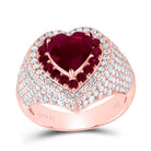 14K Rose Gold Diamond Ruby Gemstone Heart Ring 1 5/8 Cttw - Splendid Jewellery