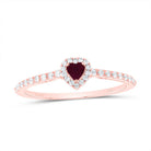 14K Rose Gold Diamond Ruby Gemstone Heart Ring 1/5 Cttw - Splendid Jewellery
