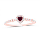 14K Rose Gold Diamond Ruby Gemstone Heart Ring 1/5 Cttw - Splendid Jewellery