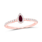 14K Rose Gold Diamond Ruby Gemstone Pear Ring 1/6 Cttw - Splendid Jewellery