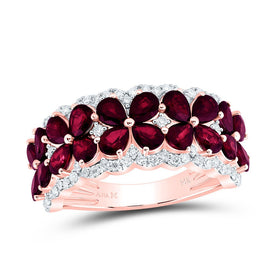 14K Rose Gold Diamond Ruby Gemstone Ring 1/2 Cttw - Splendid Jewellery