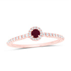 14K Rose Gold Diamond Ruby Gemstone Ring 1/5 Cttw - Splendid Jewellery