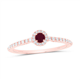 14K Rose Gold Diamond Ruby Gemstone Ring 1/5 Cttw - Splendid Jewellery