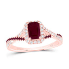 14K Rose Gold Diamond Ruby Gemstone Single Halo Bridal Ring 1/6 Cttw - Splendid Jewellery
