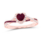 14K Rose Gold Diamond Ruby Gemstone Single Halo Bridal Ring 1/8 Cttw - Splendid Jewellery