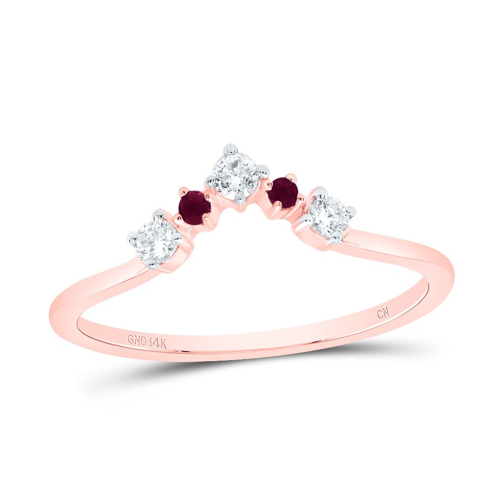 14K Rose Gold Diamond Ruby Gemstone Women's Enhancer Ring 1/8 Cttw - Splendid Jewellery