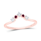 14K Rose Gold Diamond Ruby Gemstone Women's Enhancer Ring 1/8 Cttw - Splendid Jewellery