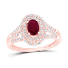 14K Rose Gold Diamond Ruby Oval Gemstone Ring 3/8 Cttw - Splendid Jewellery