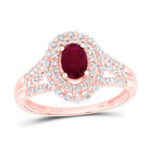 14K Rose Gold Diamond Ruby Oval Gemstone Ring 3/8 Cttw - Splendid Jewellery