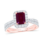 14K Rose Gold Emerald Natural Ruby Emerald Gemstone Ring 1/2 Cttw - Splendid Jewellery