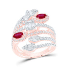 14K Rose Gold Natural Ruby Women's Oval Ruby Modern Fashion Cocktail Ring 1 1 1/5 Cttw - Splendid Jewellery