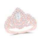 14K Rose Gold Pear Diamond Bliss Bridal Set 2 Halo 1 Cttw - Splendid Jewellery