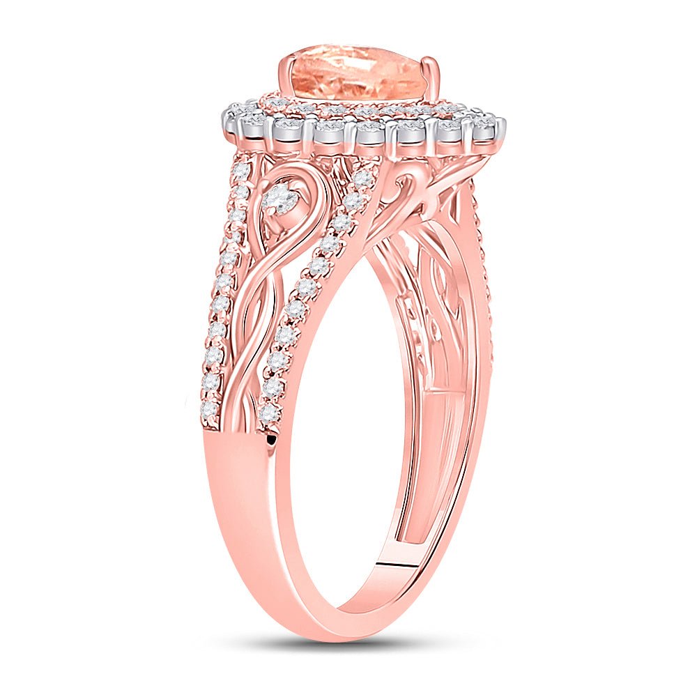 14K Rose Gold Pear Natural Morganite Ring 3/8 Cttw - Splendid Jewellery