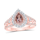 14K Rose Gold Pear Natural Morganite Ring 3/8 Cttw - Splendid Jewellery