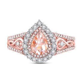 14K Rose Gold Pear Natural Morganite Ring 3/8 Cttw - Splendid Jewellery