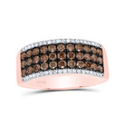 14K Rose Gold Round Brown Diamond Women's Brown Band Ring 1 Cttw - Splendid Jewellery