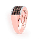 14K Rose Gold Round Brown Diamond Women's Brown Band Ring 1 Cttw - Splendid Jewellery