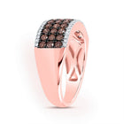 14K Rose Gold Round Brown Diamond Women's Brown Band Ring 1 Cttw - Splendid Jewellery