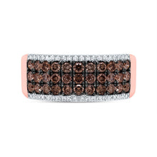 Load image into Gallery viewer, 14K Rose Gold Round Brown Diamond Women's Brown Band Ring 1 Cttw - Splendid Jewellery