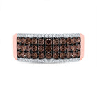 14K Rose Gold Round Brown Diamond Women's Brown Band Ring 1 Cttw - Splendid Jewellery