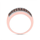 14K Rose Gold Round Brown Diamond Women's Brown Band Ring 1 Cttw - Splendid Jewellery