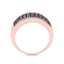 Load image into Gallery viewer, 14K Rose Gold Round Brown Diamond Women's Brown Band Ring 1 Cttw - Splendid Jewellery