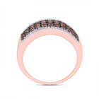14K Rose Gold Round Brown Diamond Women's Brown Band Ring 1 Cttw - Splendid Jewellery