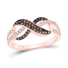 Load image into Gallery viewer, 14K Rose Gold Round Brown Diamond Women's Brown Infinity Ring 1/3 Cttw - Splendid Jewellery