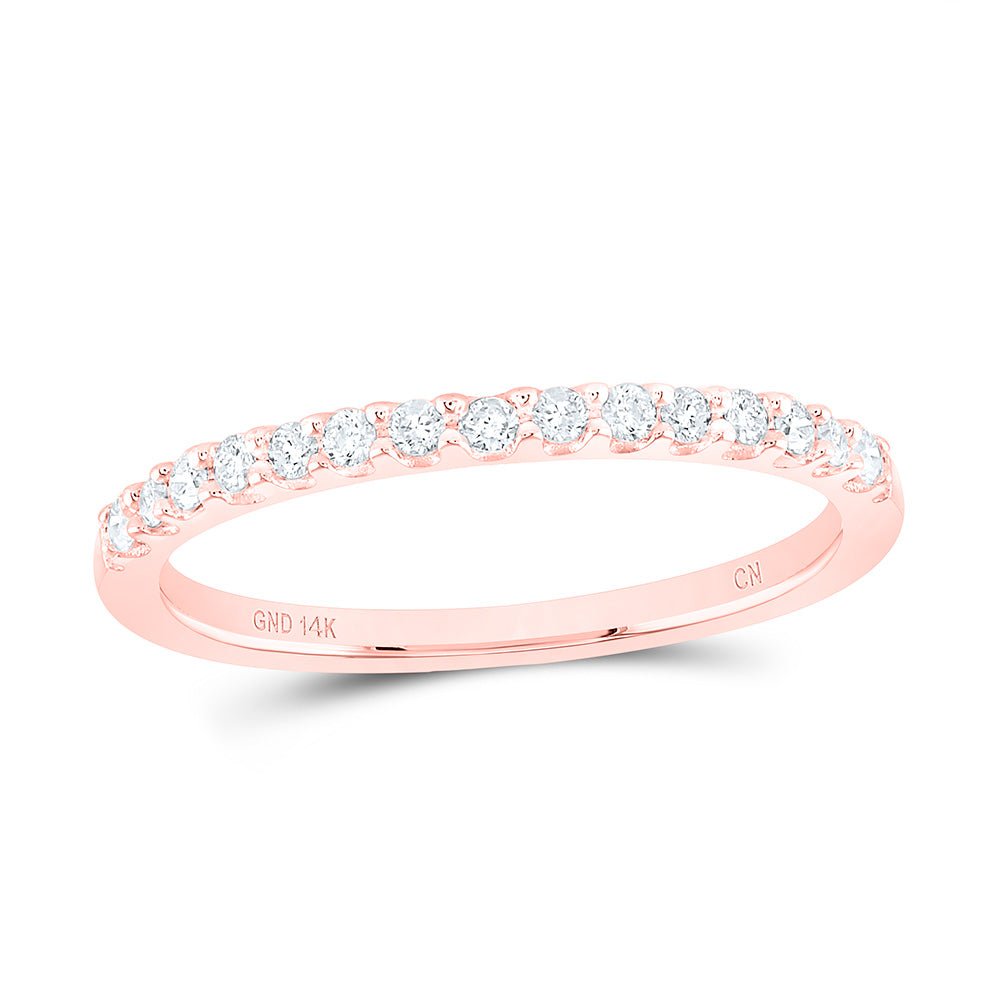 14K Rose Gold Round Diamond Fashion Women's Band 1/6 Cttw - Splendid Jewellery